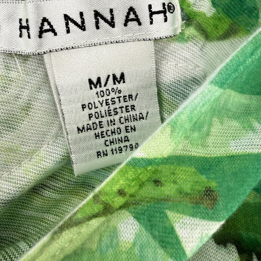 Hannah M Green Y2K Tropical Vibrant Palm Leaf Rhinestone Crochet Lace Tank Top - Picture 7 of 7